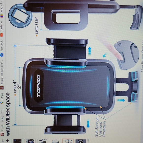 TOPGO CUP HOLDER SMARTPHONE CELLPHONE CRADLE Adjustable Gooseneck New - Picture 6 of 6